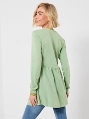 Joe Browns Green Floral Embossed Jersey Sweat Tunic Top - Image 2 of 5