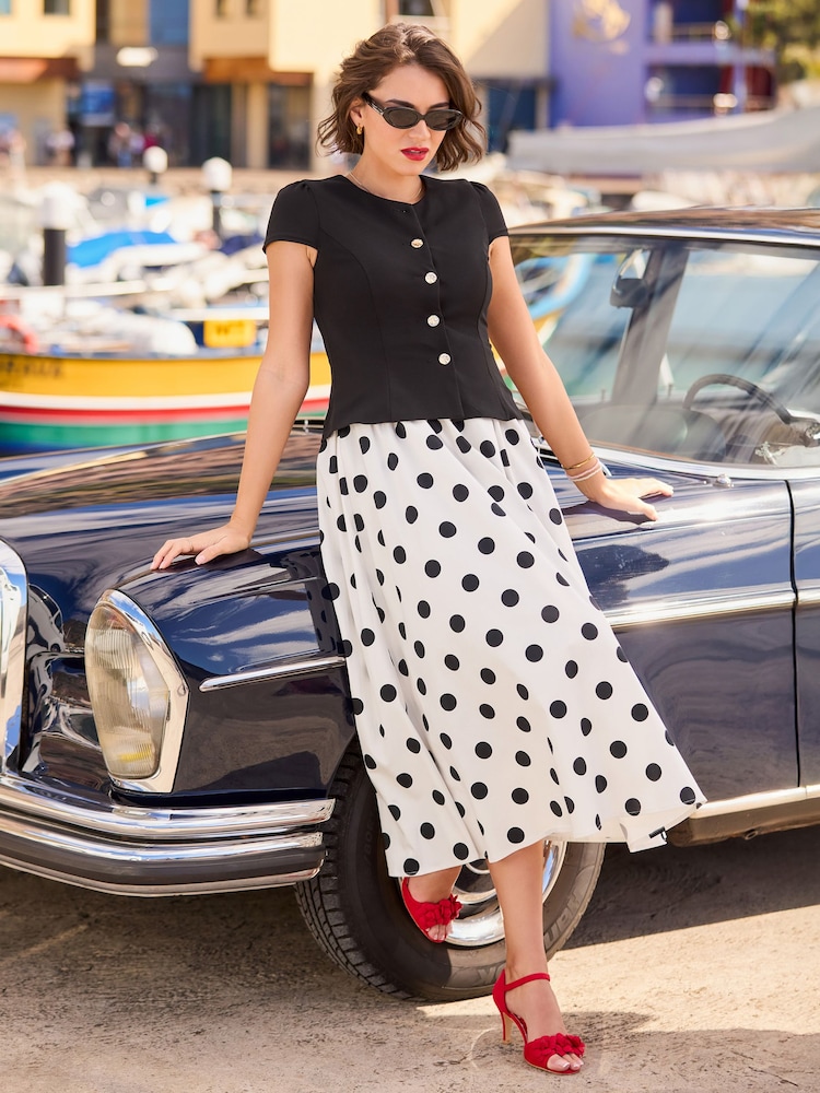 Joe Browns Black Perfectly Polka Dot Two In One Dress - Image 1 of 6 Joe Browns Black Perfectly Polka Dot Two In One Dress - Image 1 of 6