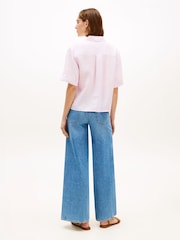 Tommy Hilfiger Pink Relaxed Fit Pure Linen Short Sleeve Shirt - Image 3 of 5