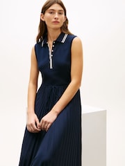 Tommy Hilfiger Black 1985 Pleated Sleeveless Midi Polo Dress - Image 2 of 4