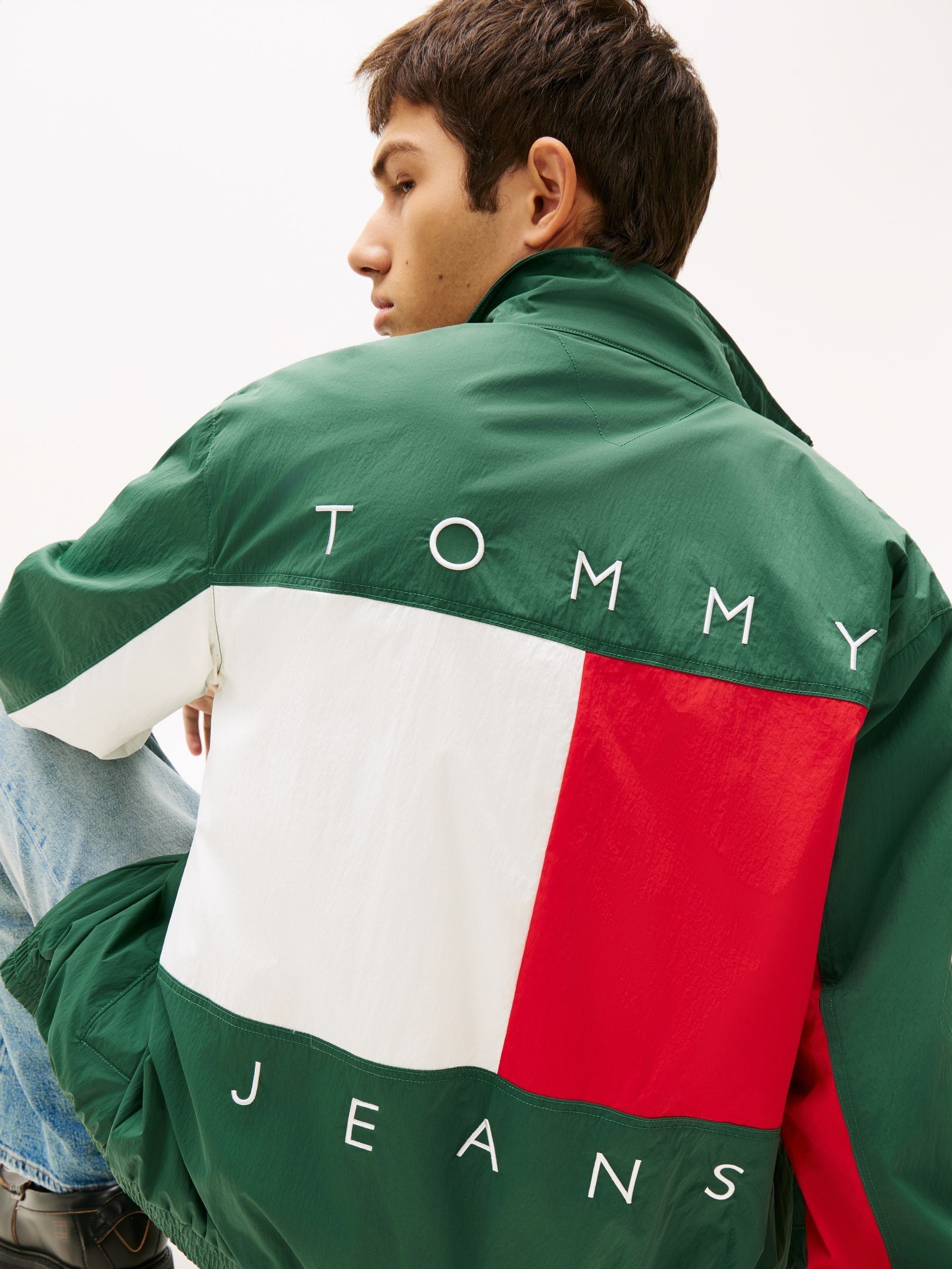 Buy Tommy Jeans Green Flag Badge Back Logo Water Repellent Jacket