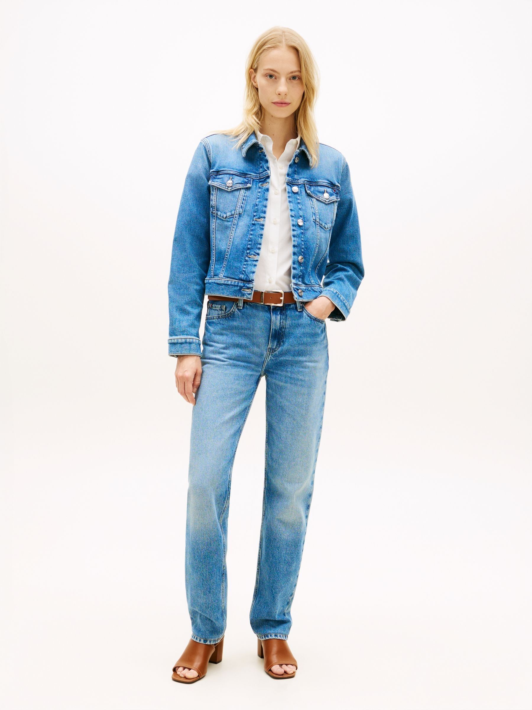 Buy Tommy Hilfiger Blue Flag Embroidery Slim Denim Jacket from
