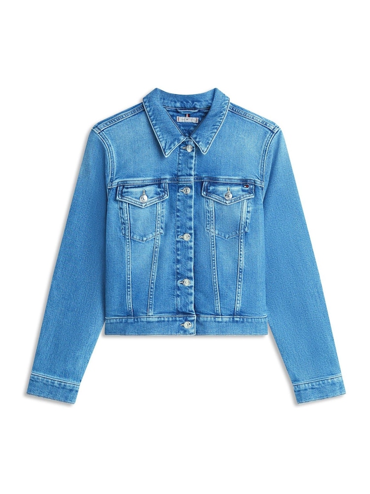 Tommy Hilfiger Blue Flag Embroidery Slim Denim Jacket - Image 5 of 5