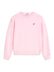 Tommy Hilfiger Pink Logo Embroidery Crew Neck Sweat Top - Image 5 of 5
