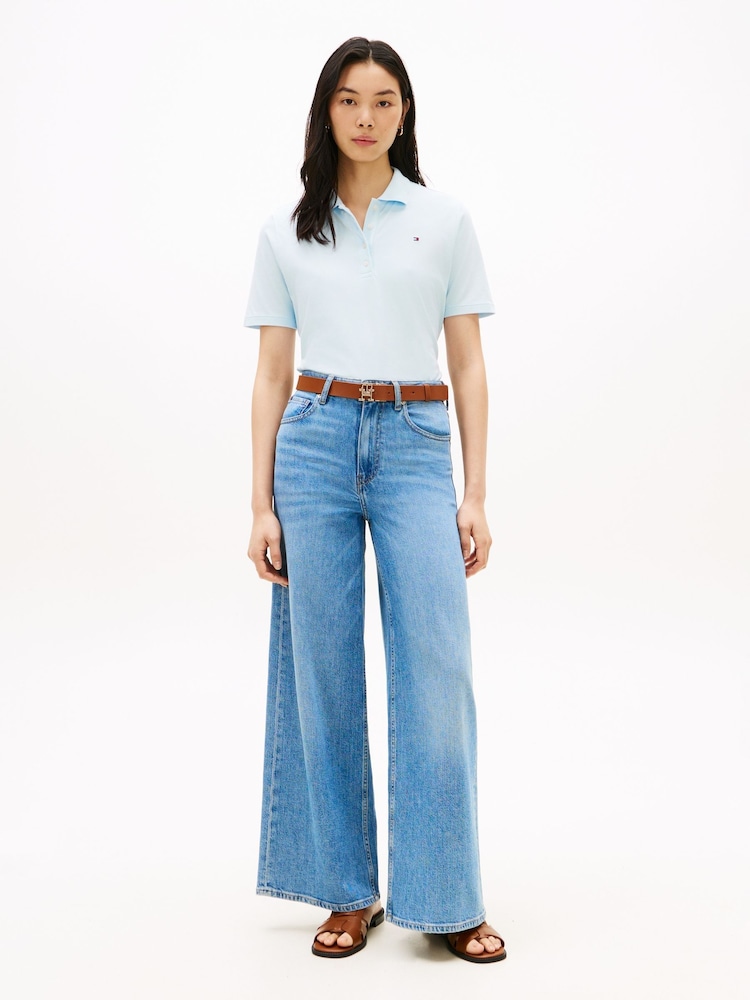 Tommy Hilfiger Light Blue 1985 Regular Fit Pique Polo Shirt - Image 2 of 5