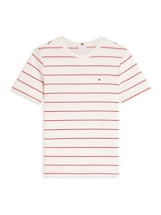 Tommy Hilfiger Red/White Flag Embroidery Crew Neck Slim T-Shirt - Image 5 of 5