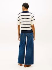 Tommy Hilfiger White Premium Knit Relaxed Polo Jumper - Image 3 of 5