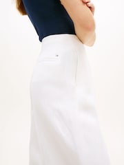 Tommy Hilfiger White Linen Blend Barrel Leg Ankle Trousers - Image 2 of 2