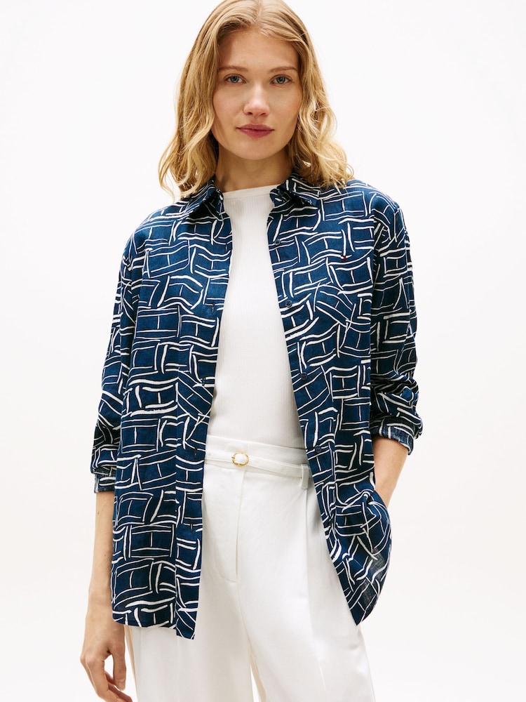 Tommy Hilfiger Blue Relaxed Fit Pure Linen Shirt - Image 1 of 5