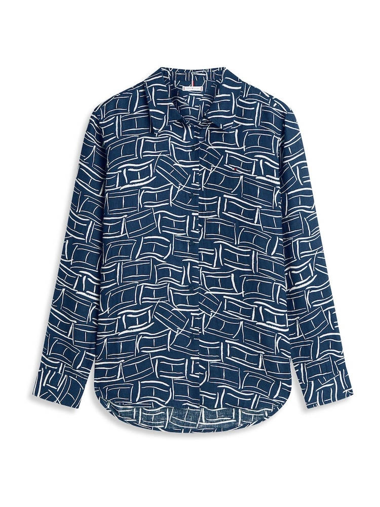 Tommy Hilfiger Blue Relaxed Fit Pure Linen Shirt - Image 5 of 5