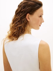 Tommy Hilfiger White Button Linen Blend Slim Waistcoat - Image 4 of 5