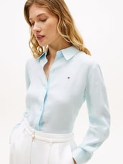 أزرق فاتح - Tommy Hilfiger Relaxed Fit Pure Linen Shirt - Image 4 of 5