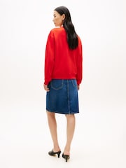 Tommy Hilfiger Red Logo Embroidery Crew Neck Sweat Top - Image 4 of 5