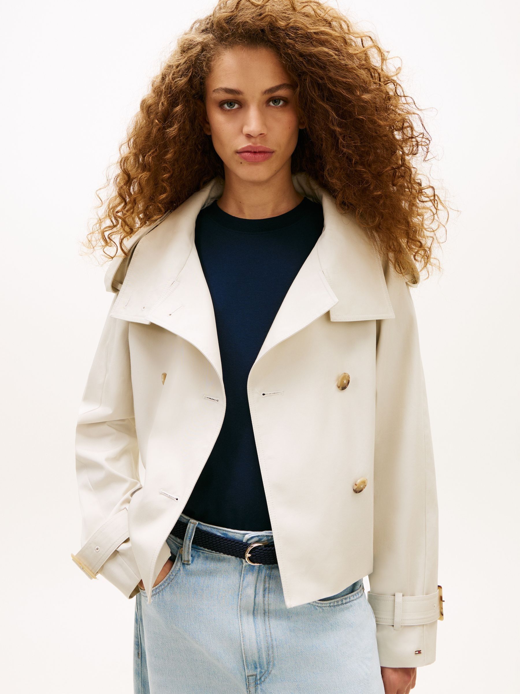 Buy Tommy Hilfiger White Water Repellent Short Trench Jacket from