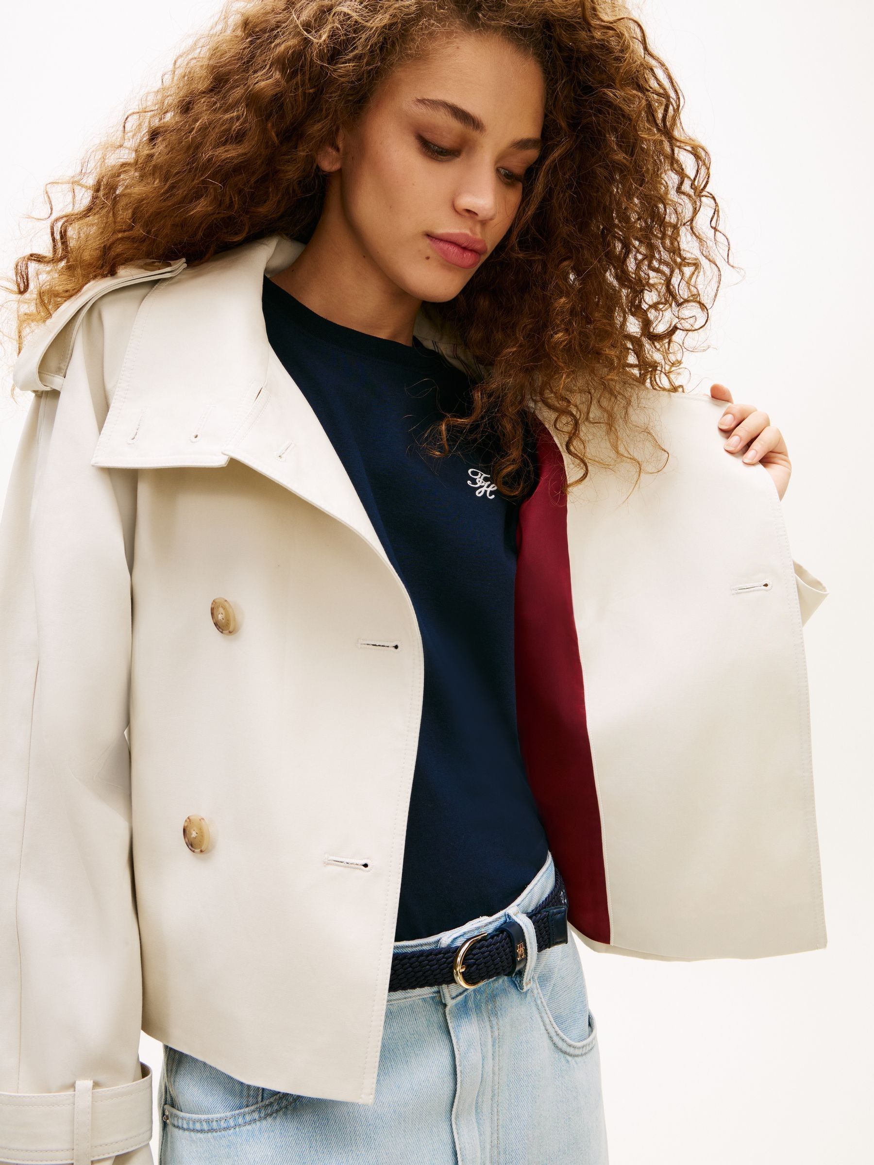 Buy Tommy Hilfiger White Water Repellent Short Trench Jacket from