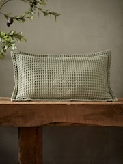 Pineapple Elephant Sage Green Jaipur Chunky Waffle Cotton Cushion - Image 1 of 3