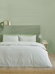 Catherine Lansfield Green Bamford Gingham Check Reversible Duvet Cover Set - Image 1 of 4