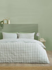 Catherine Lansfield Green Bamford Gingham Check Reversible Duvet Cover Set - Image 2 of 4