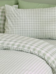 Catherine Lansfield Green Bamford Gingham Check Reversible Duvet Cover Set - Image 3 of 4