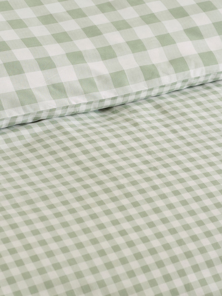 Catherine Lansfield Green Bamford Gingham Check Reversible Duvet Cover Set - Image 4 of 4