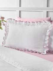 Catherine Lansfield White  Pink So Soft Mono Frill Non-Iron Duvet Cover Set - Image 2 of 3