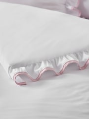 Catherine Lansfield White  Pink So Soft Mono Frill Non-Iron Duvet Cover Set - Image 3 of 3