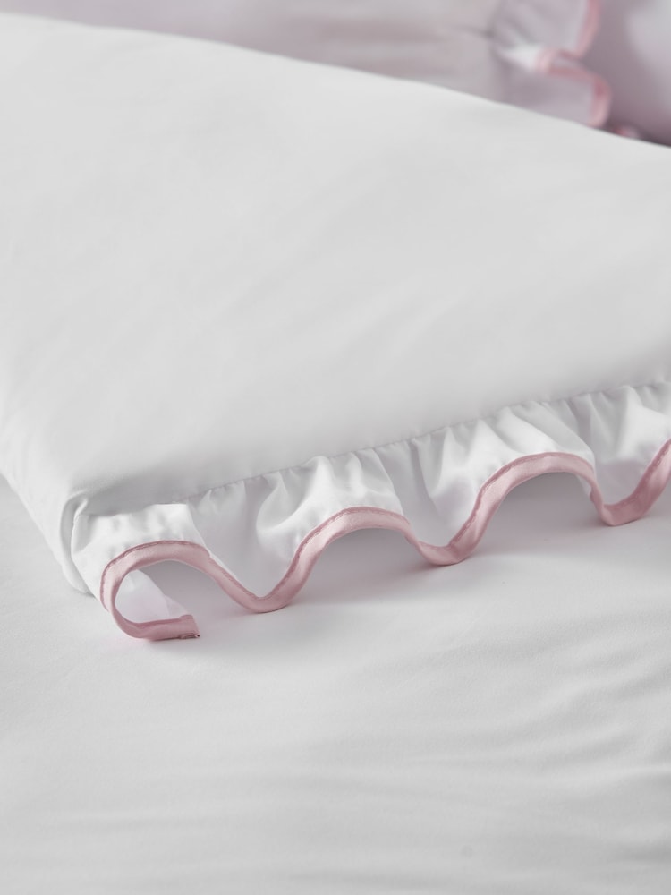 Catherine Lansfield White Pink So Soft Mono Frill Non-Iron Duvet Cover Set - Image 3 of 3 Catherine Lansfield White Pink So Soft Mono Frill Non-Iron Duvet Cover Set - Image 3 of 3