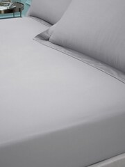 Bianca Silver Grey 180 Thread Count Cotton Fitted Sheet - Image 1 of 2