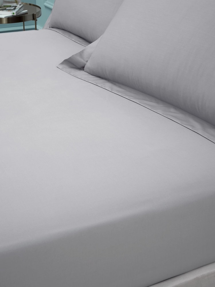 Bianca Silver Grey 180 Thread Count Cotton Fitted Sheet - Image 1 of 2