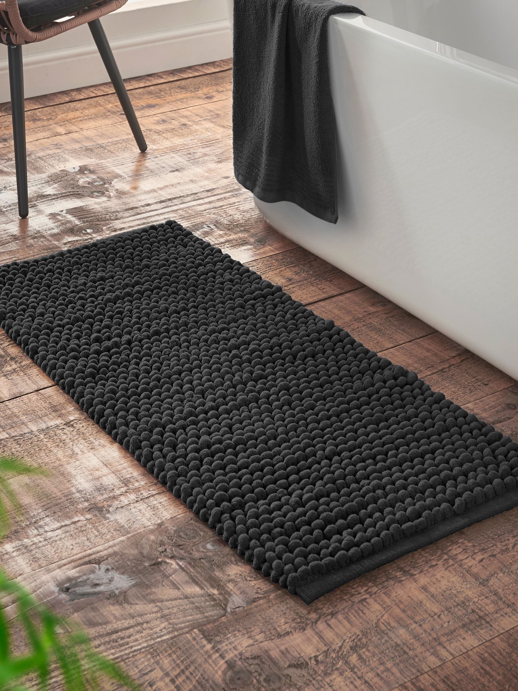 Bianca Unisex Black Aspen Bobble Long Bath Mat Runner - Image 4