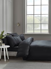 Catherine Lansfield Black So Soft Satin Stripe Non-Iron Duvet Cover Set - Image 1 of 3