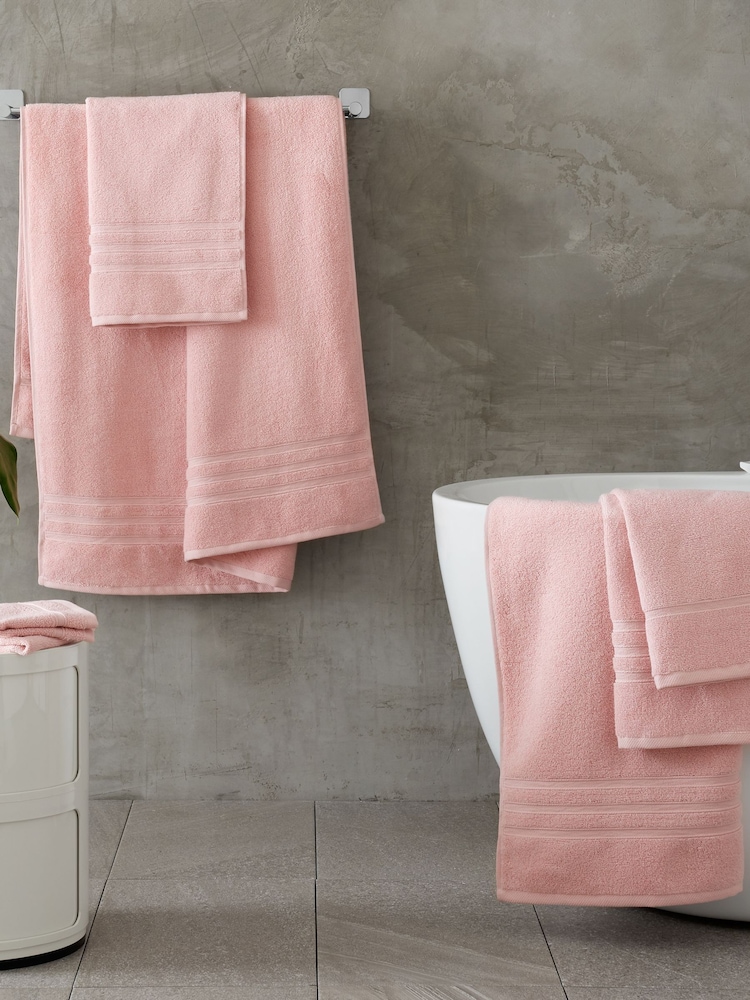 Catherine Lansfield 6 Piece Pink Zero Twist Towel Set - Image 1 of 3 Catherine Lansfield 6 Piece Pink Zero Twist Towel Set - Image 1 of 3