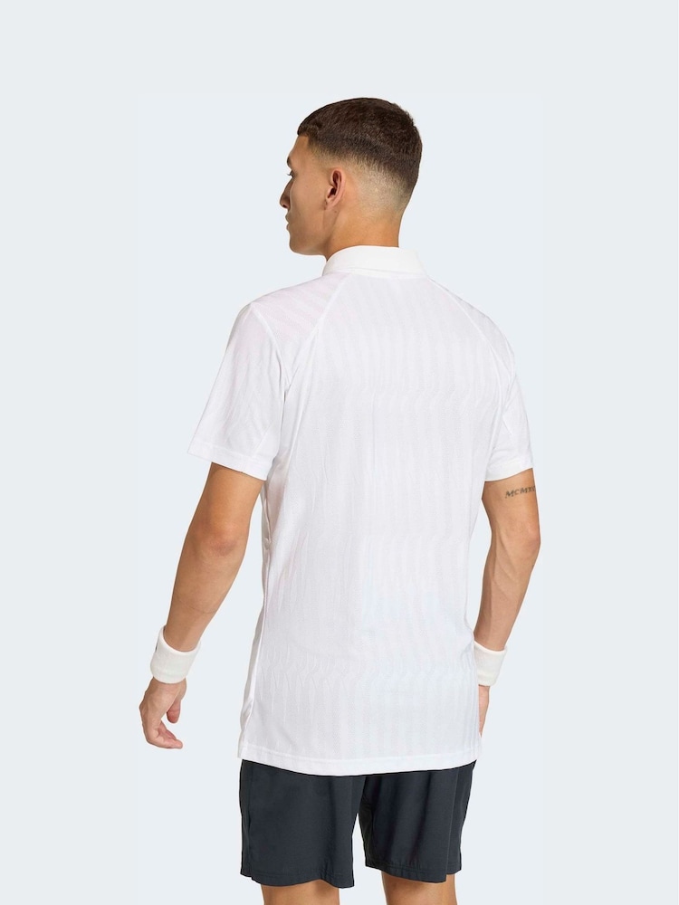 adidas White Freelift Tennis Polo Shirt - Image 2 of 6 adidas White Freelift Tennis Polo Shirt - Image 2 of 6