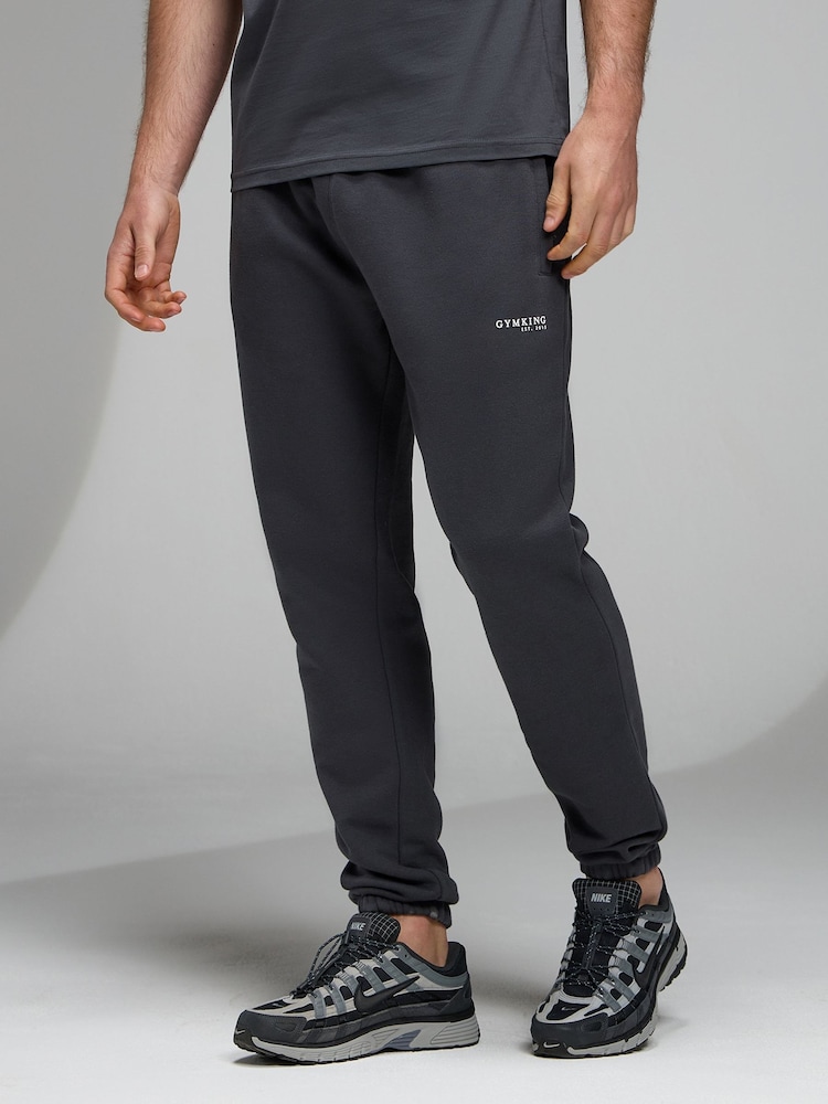 Gym King Grey Established Relaxed Fit Joggers - Image 1 of 4 Gym King Grey Established Relaxed Fit Joggers - Image 1 of 4