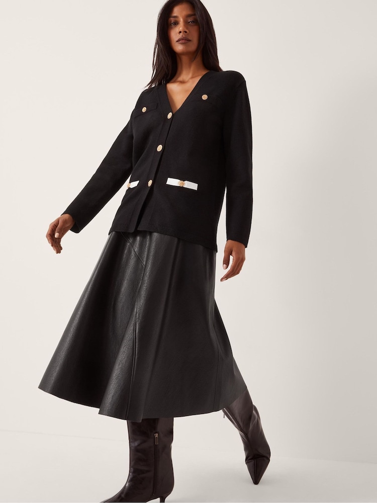 Monsoon Black Leila Button Longline Cardigan - Image 1 of 5