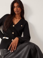 Monsoon Black Leila Button Longline Cardigan - Image 4 of 5