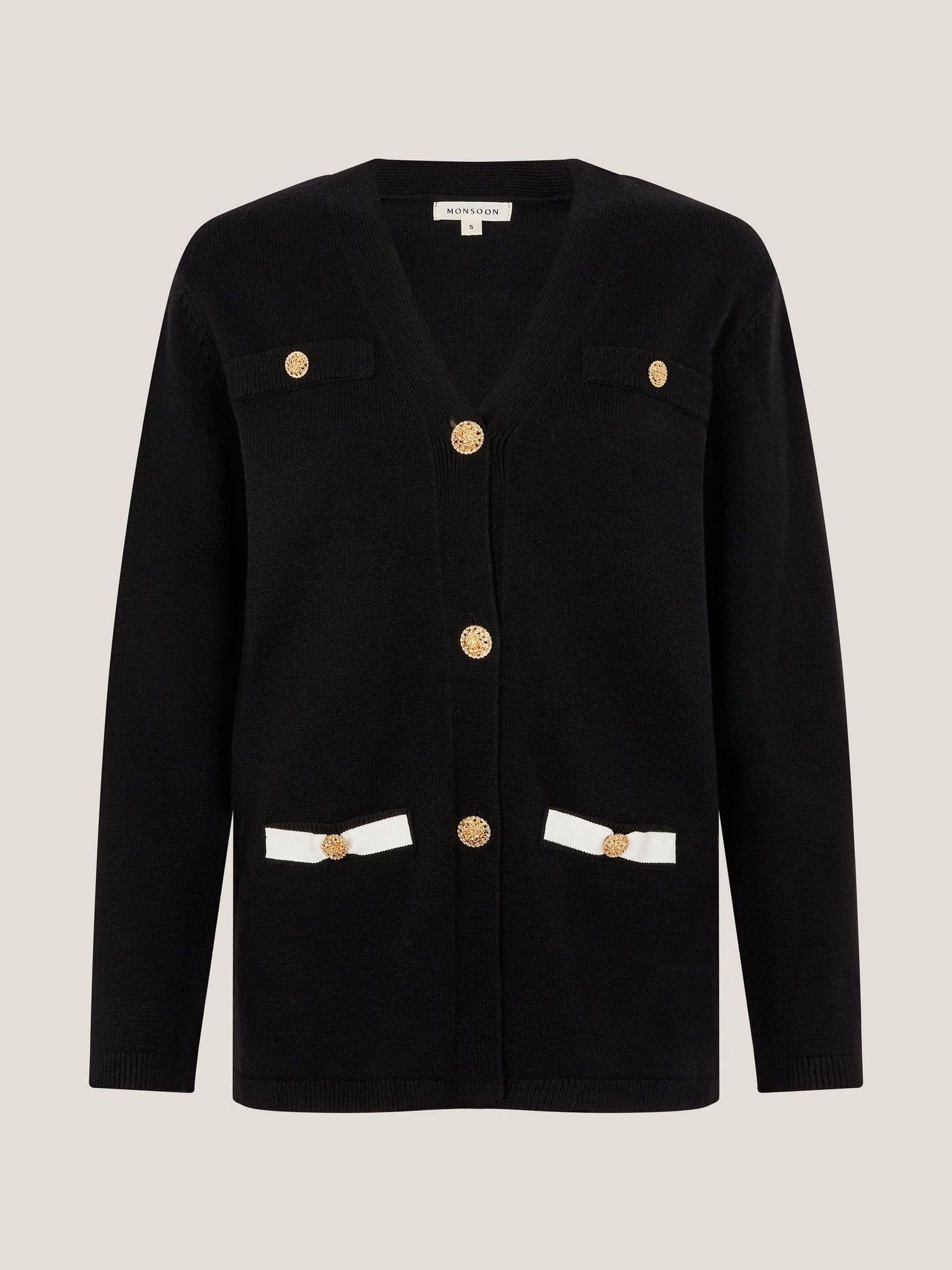 Buy Monsoon Black Leila Button Longline Cardigan from the Next UK
