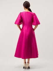 Monsoon Pink Beatrice Puff Sleeve A Line Midi Dress - Image 2 of 5