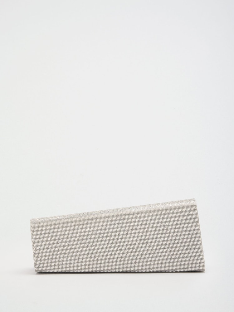 Lipsy Silver Diamante Asymetric Clutch Bag - Image 4 of 4