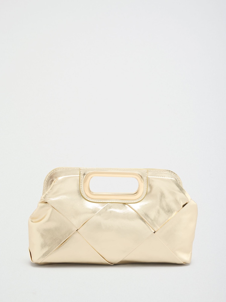 Lipsy Gold Weave Top Handle Clutch - Image 8 of 8 Lipsy Gold Weave Top Handle Clutch - Image 8 of 8