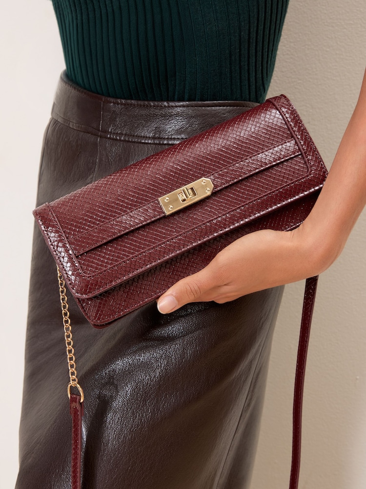 Lipsy Burgundy Red Buckle Ocassion Cross-Body Bag - Image 1 of 8