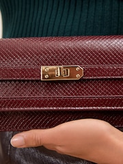 Lipsy Burgundy Red Buckle Ocassion Cross-Body Bag - Image 3 of 8
