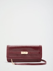 Lipsy Burgundy Red Buckle Ocassion Cross-Body Bag - Image 5 of 8