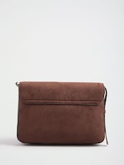 Lipsy Chocolate Brown Suedette Hardware Satchel Cross-Body Bag - Image 2 of 4