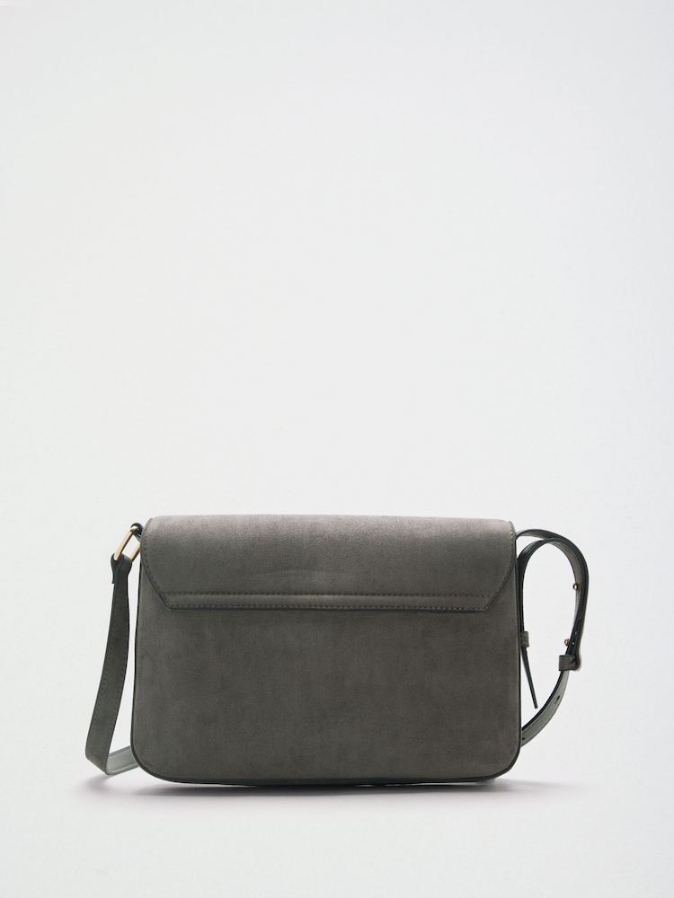 Lipsy Grey Suedette Hardware Satchel Cross-Body Bag - Image 2 of 4
