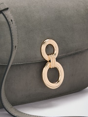 Lipsy Grey Suedette Hardware Satchel Cross-Body Bag - Image 3 of 4
