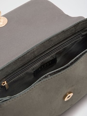 Lipsy Grey Suedette Hardware Satchel Cross-Body Bag - Image 4 of 4
