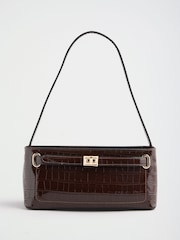 Lipsy Chocolate Brown Buckle Detail Shoulder Bag - Image 5 of 8