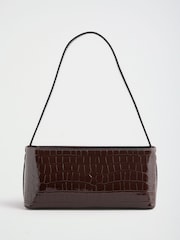 Lipsy Chocolate Brown Buckle Detail Shoulder Bag - Image 6 of 8