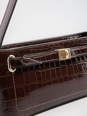 Lipsy Chocolate Brown Buckle Detail Shoulder Bag - Image 7 of 8